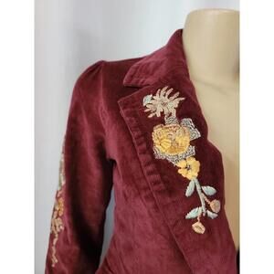 TM True Meaning Size S Burgundy Corduroy Women's Jacket Blazer NWT $167 #003